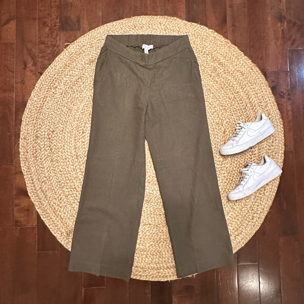 Olive Green Linen Blend Pant